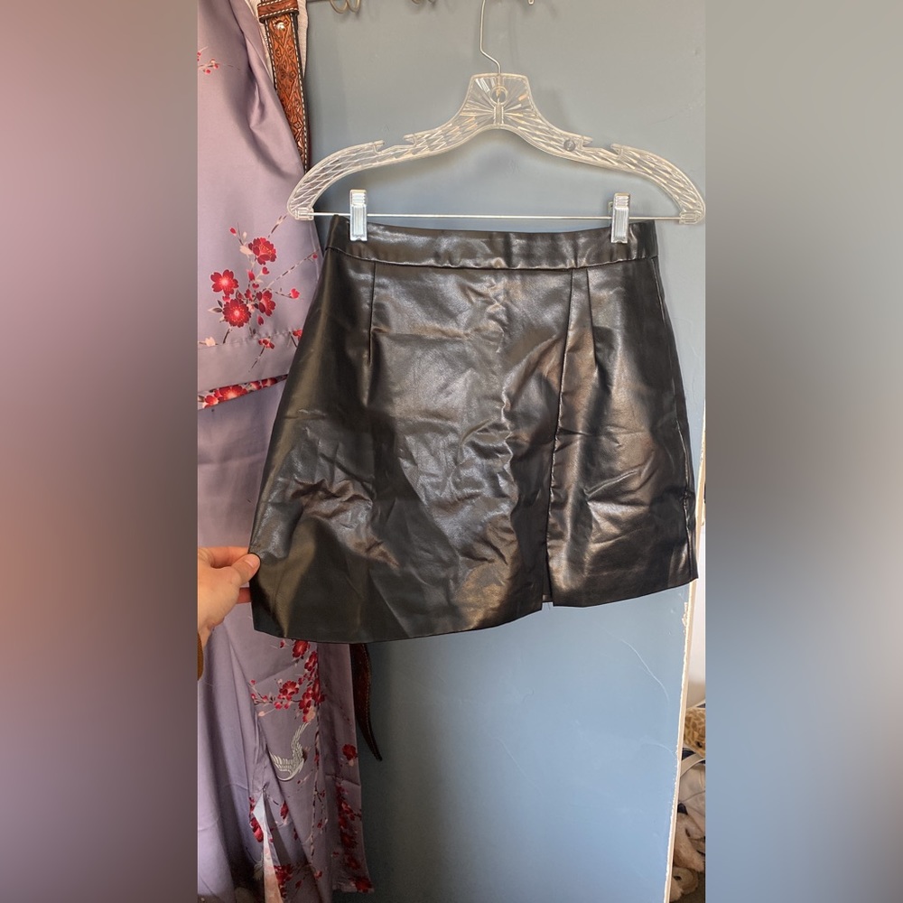 Black leather skirt